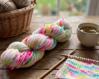 Hand Dyed 8ply (DK )  yarn- Confetti