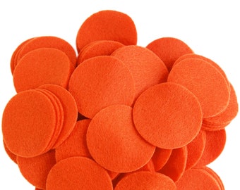 Pumpkin Orange Felt Circles (3/4 to 5 inch)