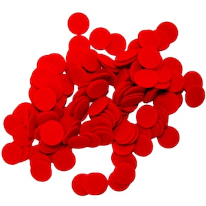 May include: A large pile of red felt circles. The circles are about 1 inch in diameter and are perfect for crafting projects.