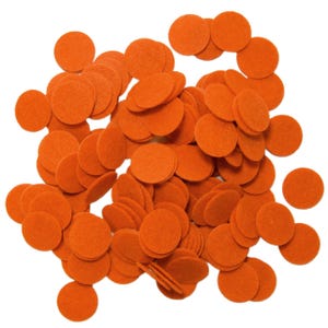 Orange Stiff Felt Circles (3/4 inch to 5 inch)