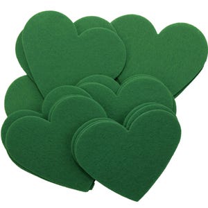 Green Stiff Felt Hearts (1 to 5 inch)