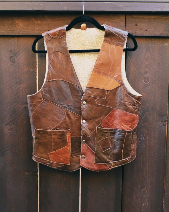 Vintage 70s Patchwork Leather Vest