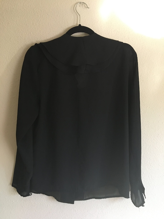 Vintage 90s Sheer Black Ruffle Blouse by Karen Sc… - image 4