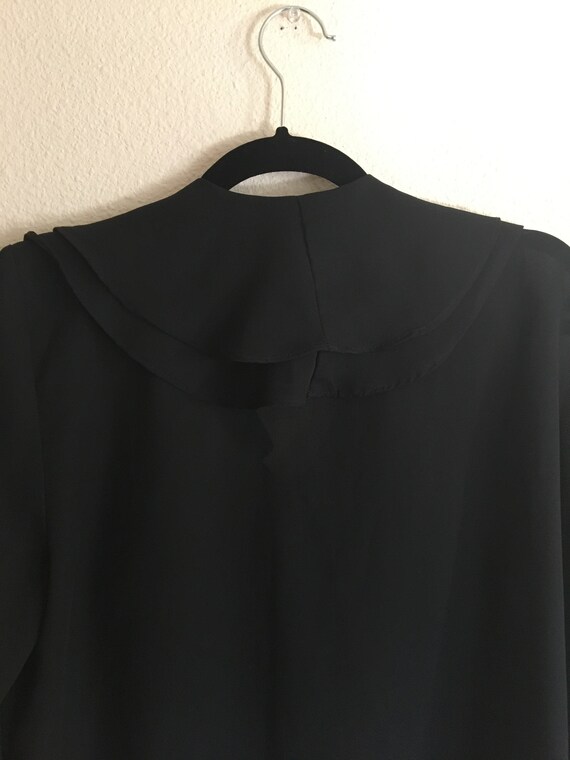 Vintage 90s Sheer Black Ruffle Blouse by Karen Sc… - image 3