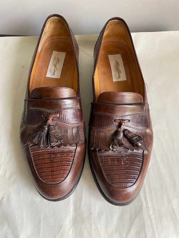 Mezlan Mens Gray Lizard Leather Tassel Front Loafer Shoe Mezlan Mens Gray Lizard Leather Tassel Front Loafer Shoe main image 2