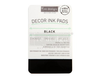 Black Semi-Permanent Decor Ink Pad Acid Free Waterproof Stackable Magnetic Redesign with Prima