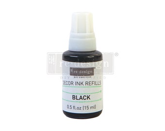 Black Refill 0.5 oz Semi-Permanent Decor Ink Pad Acid Free Waterproof Stackable Magnetic Redesign with Prima
