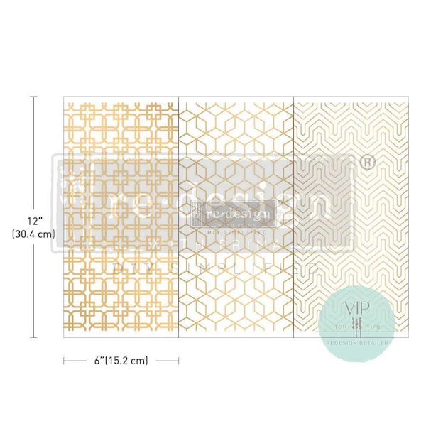 Motif Geometrique MCM 3 Sheets Mini ReDesign with Prima Decor Transfer Furniture Metal Glass Pottery