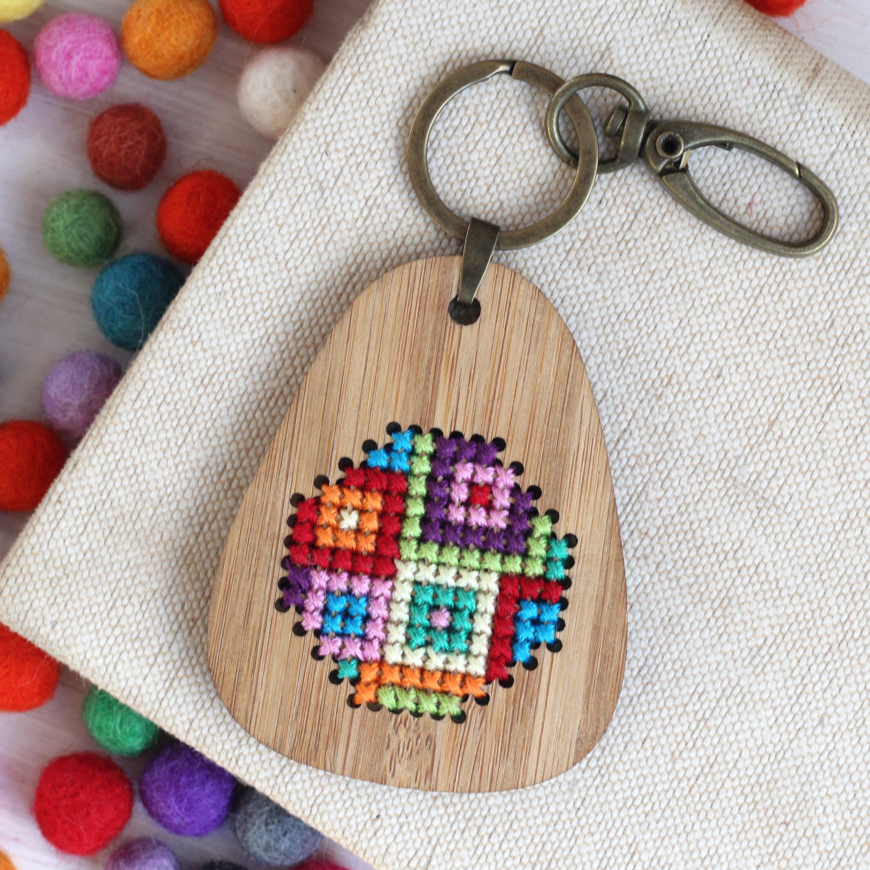 Cross Stitch Keyring Kit Wooden embroidery kit graphic cross Etsy