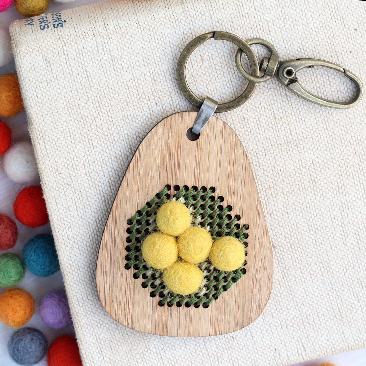 Embroidery keyring kit DIY Wooden Keyring embroidered Etsy