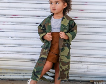 Best Baby Camouflage Toddler's Trench length camouflage jacket, camo jacket, toddler camo, kids jacket King and Lola Army Camo Jacket