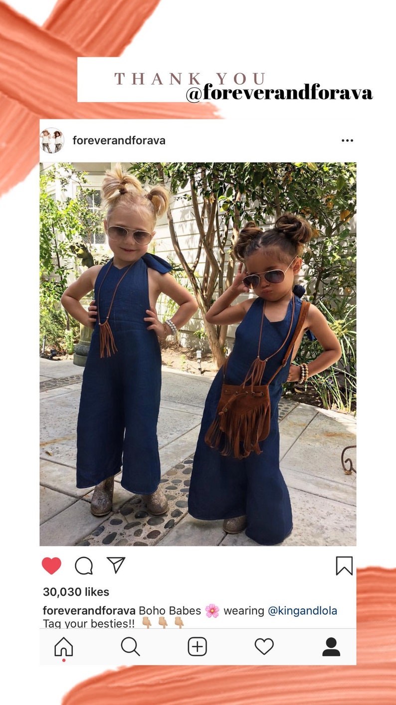 Palazzo Denim Jumpsuit for ToddlerKids by King and Lola denim 2018 fashion-kids-girls-jumpsuit-overalls baby denim toddler denim romper