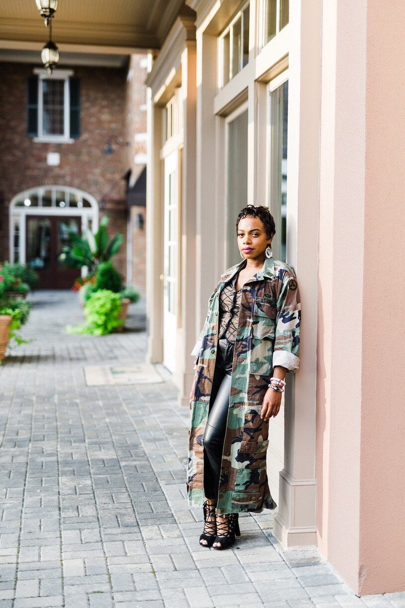 Army Jacket Long Camo Trench Oversized Unisex Coat Distressed Coat Long Boho Jacket Men/'s Urban Clothing Shredded Jacket