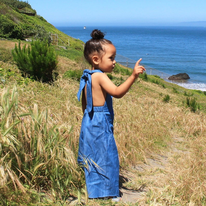 Palazzo Denim Jumpsuit for ToddlerKids by King and Lola denim 2018 fashion-kids-girls-jumpsuit-overalls baby denim toddler denim romper