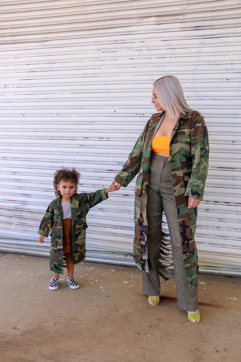 Army Jacket Long Camo Trench Oversized Unisex Coat Distressed Coat Long Boho Jacket Men/'s Urban Clothing Shredded Jacket