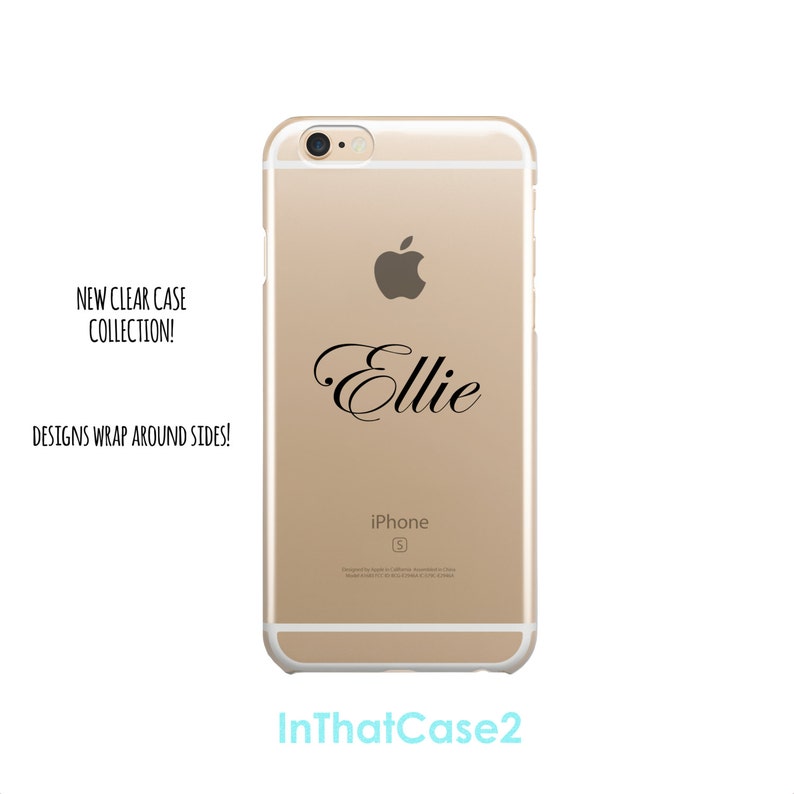 5035 clear case custom black curly name monogram customize etsy