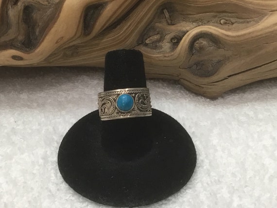 Beautiful 1970's Sterling Silver Turquoise Ring ~… - image 9