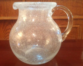 1960's Glass Pitcher With Thousands Of Tiny Bubbles - Mint Condition -