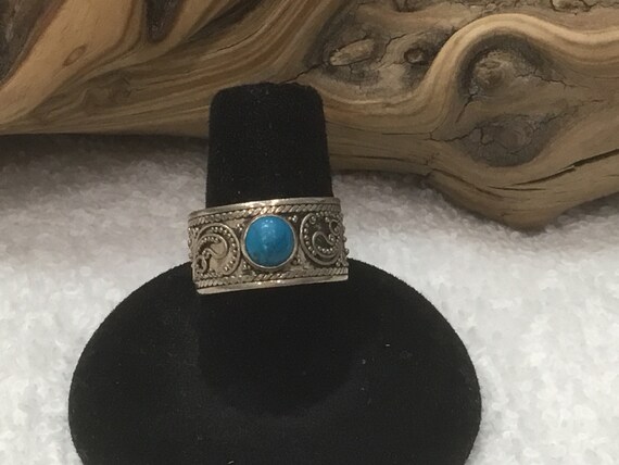 Beautiful 1970's Sterling Silver Turquoise Ring ~… - image 8