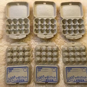 Lot Of 6 NOS/MINT 1950's Cardboard Egg Cartons One Dozen Count Carry-Safe Diamond Match Company Chicago Illinois ~ Farmhouse Kitchen Decor ~