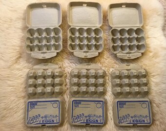 Lot Of 6 NOS/MINT 1950's Cardboard Egg Cartons One Dozen Count Carry-Safe Diamond Match Company Chicago Illinois ~ Farmhouse Kitchen Decor ~