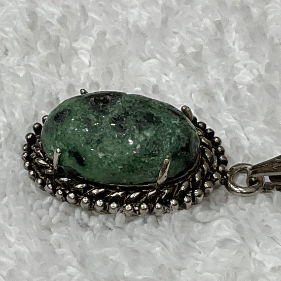 Beautiful 1980's Zoisite Pendant Set Sterling Silv