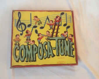 1930's Composa-Tune Child's Musical Toy Original Box & Music Book.
