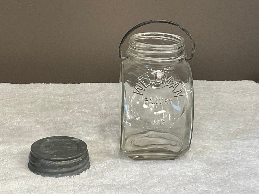 1920's WELLMAN PANTRY JAR Embossed on 2 Sides Round Etsy