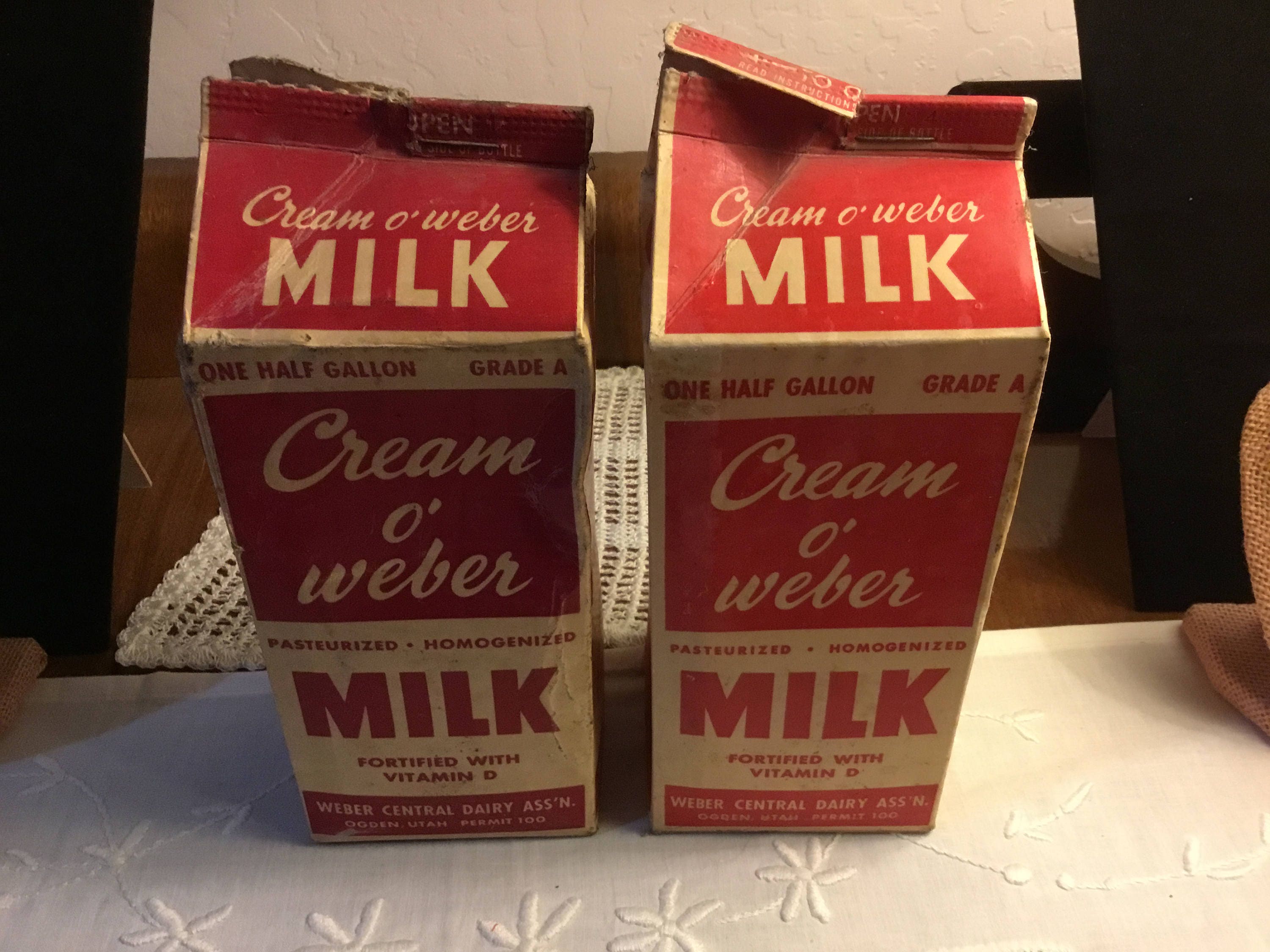 Lot Of 2 1960 S Cream O Weber Wax Half Gallon Milk Cartons Etsy