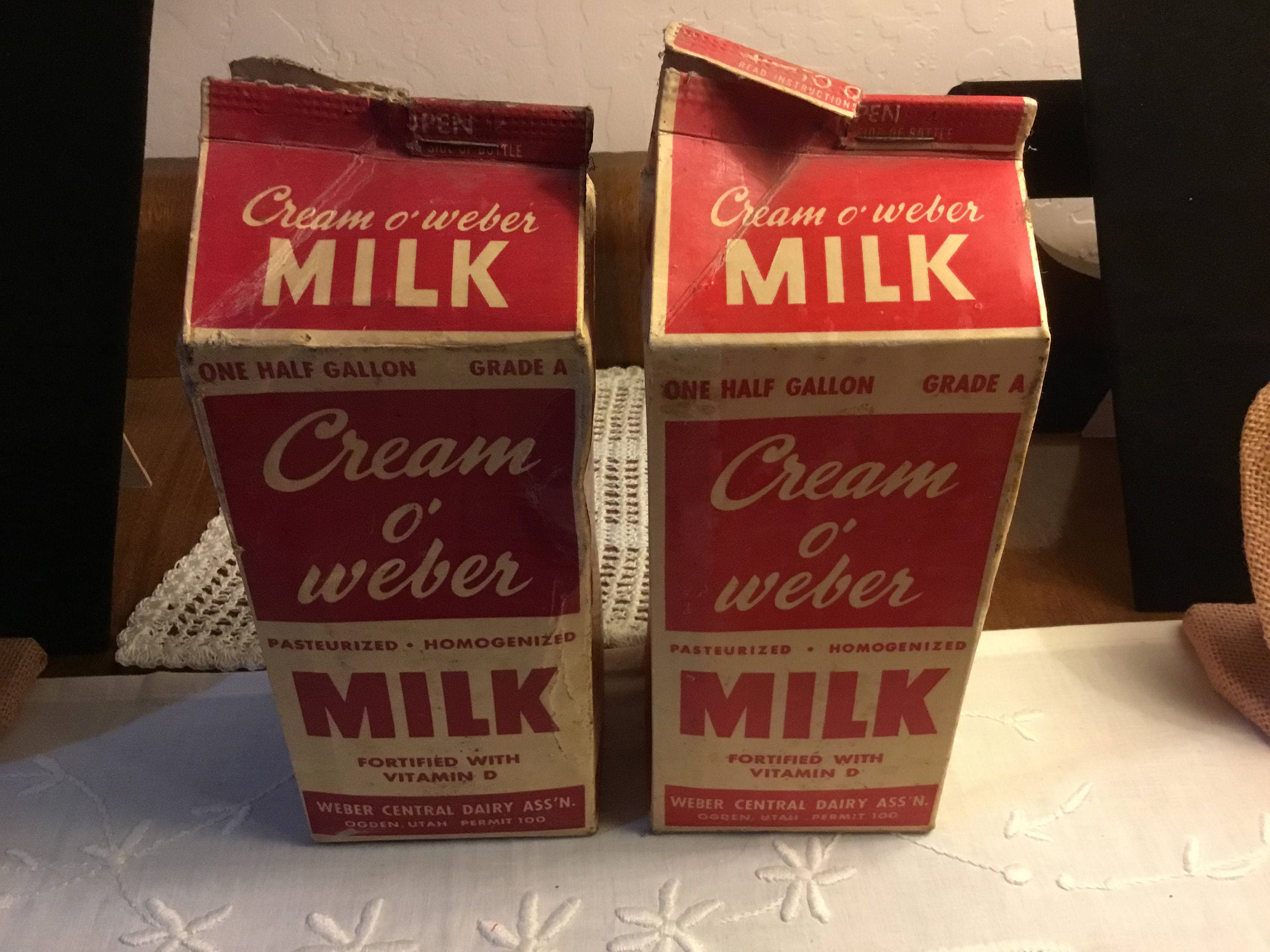 Vintage Rare CLARKS Waxed Milk Carton One Half Gallon Homogenized