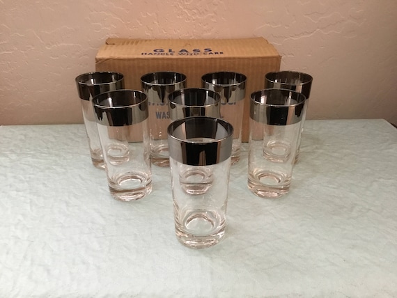 1960's NOS Set of 8 Silver/clear 12 Ounce Tumblers Washington Co Washington  Pa With Original Box ~ Retro 1960's Silver/clear Glass Tumblers. - Etsy