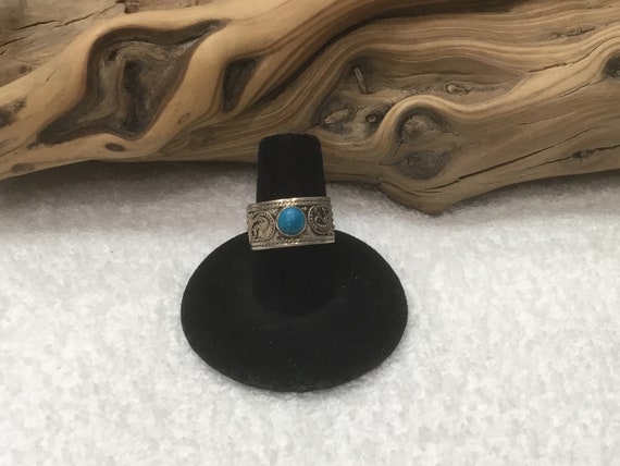 Beautiful 1970's Sterling Silver Turquoise Ring ~… - image 10