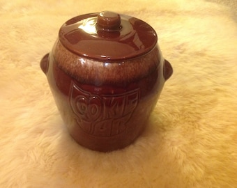 Near Mint 1970's McCoy Brown Drip Cookie Jar With Lid, #7024 Made In USA, Farmhouse Kitchen Decor.