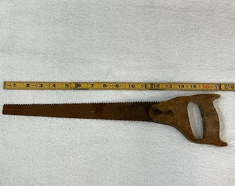 1950's Era Wooden Handle Double Sided Serrated Hand Saw ~ 11.25" Blade ~