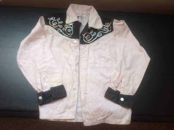 1940's Little Girl's Light Pink Western Shirt By Kaynee Likedads Sanforized, Size 6.
