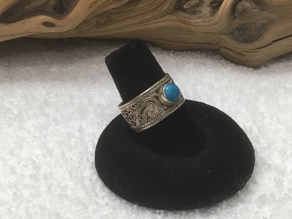 Beautiful 1970's Sterling Silver Turquoise Ring ~… - image 6