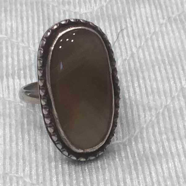 1970's Genuine & Beautiful Old Pawn Native American Navajo Indian Sterling Silver Jasper Ring Size 7 1/4 ~