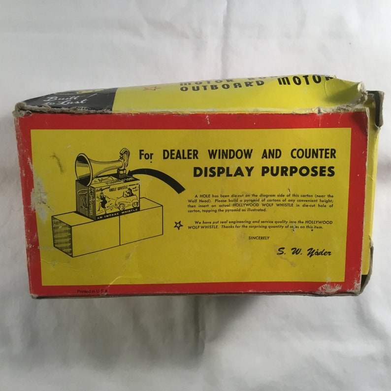 1950s Nos Authentic Not A Reproduction Hollywood Yoder Mfg Co Patent Pending Wolf Whistle With Original Box Paper Instructions Wire - 