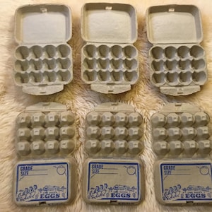 Lot Of 6 NOS/MINT 1950's Cardboard Egg Cartons One Dozen Count Carry-Safe Diamond Match Co Chicago Illinois ~ Farmhouse Kitchen Decor ~