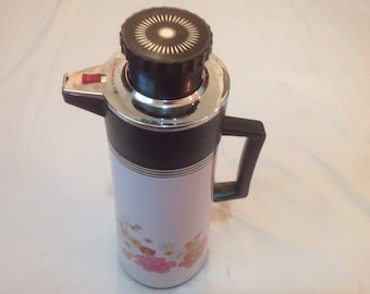 1970's Pump Thermos Made In Taiwan Douglas Starglass Quality, Vintage Kitchen Decor.