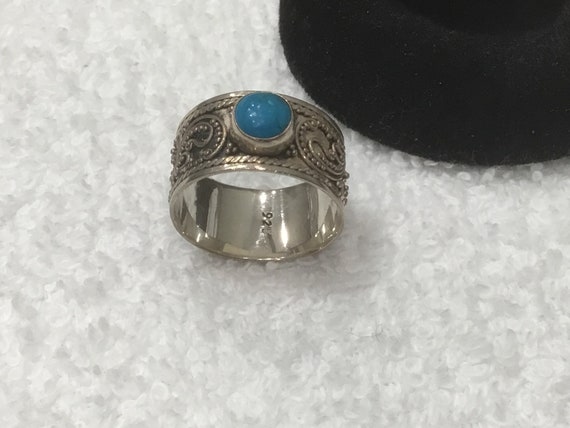 Beautiful 1970's Sterling Silver Turquoise Ring ~… - image 1