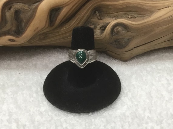 Beautiful 1960's Sterling Silver Malachite Ring ~… - image 9