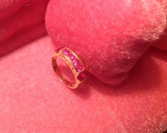 1980&#39;s Gold Plated Over 925 Sterling Silver With Man Made Rubies Ring, Size 7.
