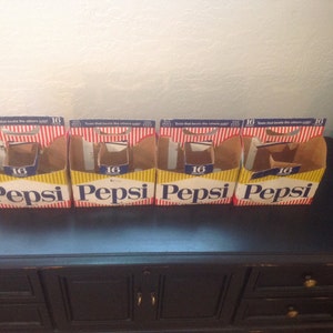 Lot Of 4 1960&#39;s Era Pepsi Cola 16 Ounce Cardboard Carriers &quot;Taste That Beats The Others Cold.&quot;