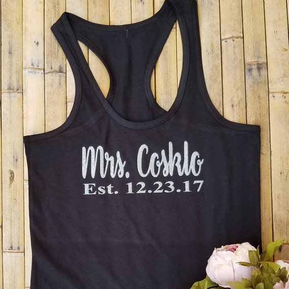 Bridal Party Tank Tops Customized Mrs with Date Tank Tops | Etsy