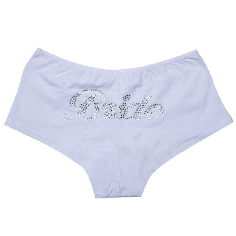 Bridal Underwear Bride Boyshorts with Rhinestones Bachelorette Party Gift Bride Lingerie Honeymoon Lingerie Wedding Lingerie