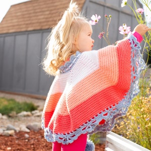 Girls Color Block Poncho Crochet PATTERN PDF image 1