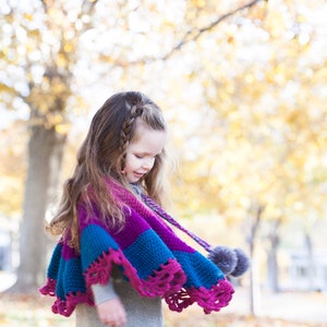 Girls Color Block Poncho Crochet PATTERN PDF image 8