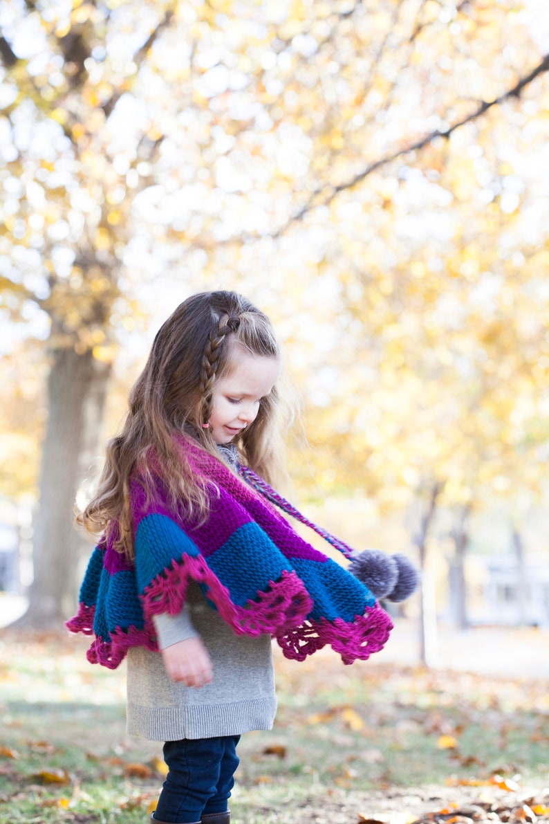 Girls Color Block Poncho Crochet PATTERN PDF image 8