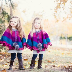 Girls Color Block Poncho Crochet PATTERN PDF image 9